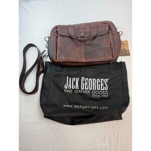 Jack Georges Voyager Top Zip Briefcase Brown Leather Laptop Messenger Bag NWT